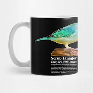 Scrub tanager tropical bird white text Mug